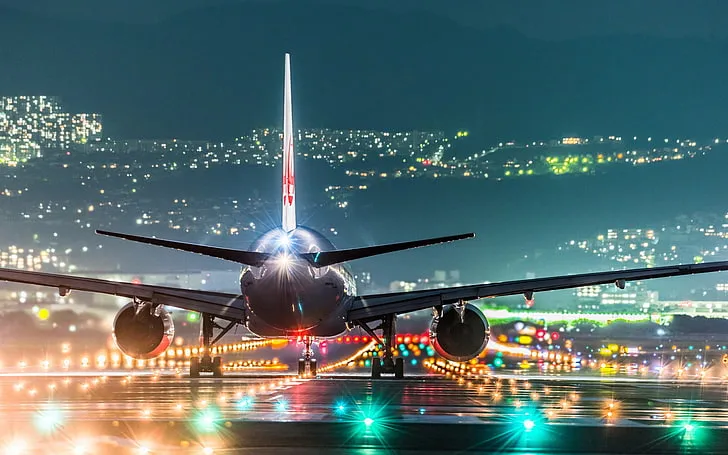 landscape-night-airplane-lights plen Landscape Night Airplane Lights Plen 1